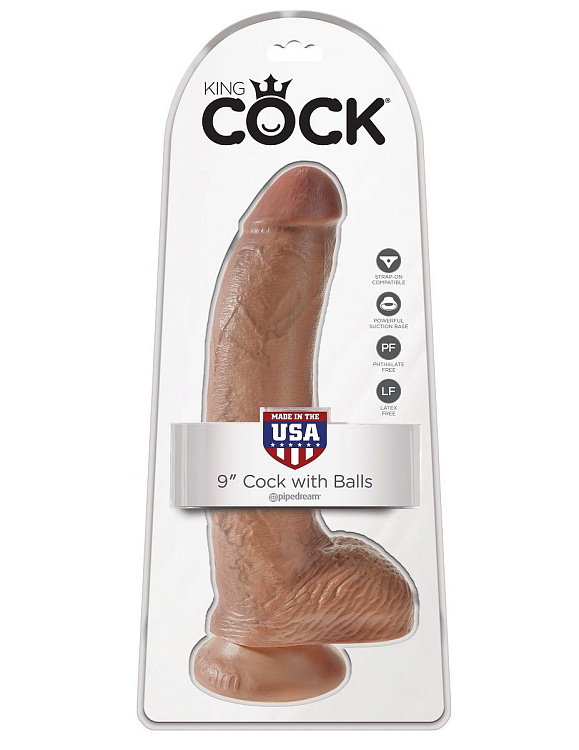 Фаллоимитатор-мулат 9  Cock with Balls - 22,9 см.