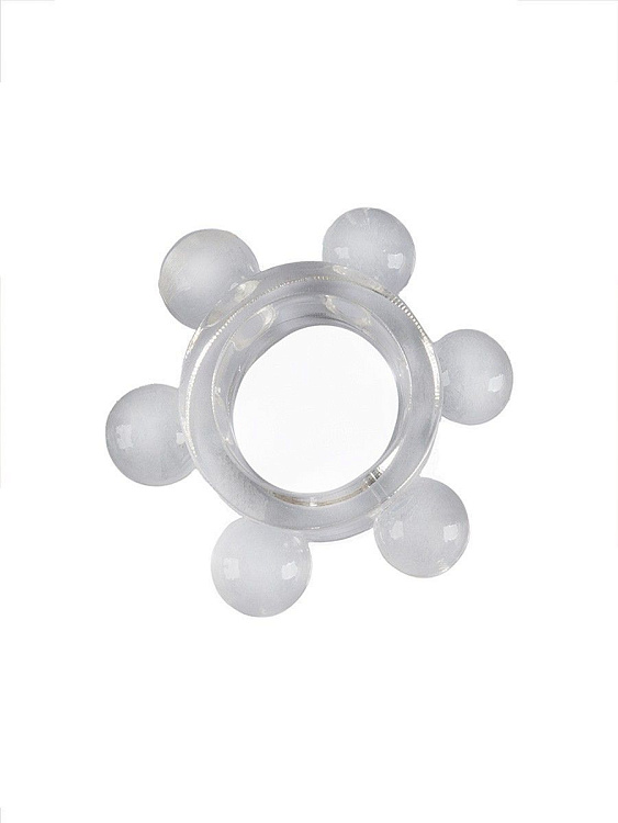 Прозрачное эрекционное кольцо с 6 стимулирующими шариками