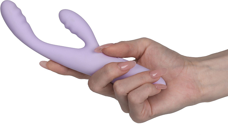 Сиреневый интерактивный вибростимулятор-кролик Cici+ 2 с функцией нагрева - 17,8 см.