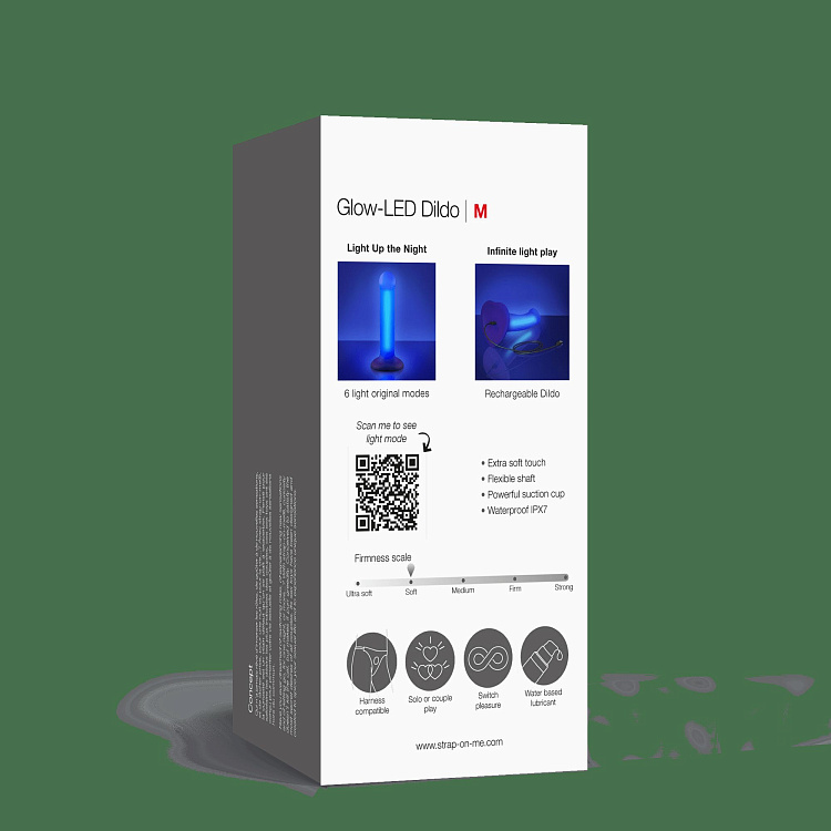 Светящийся фаллоимитатор Strap-on-me Glow-Led Dildo - size M