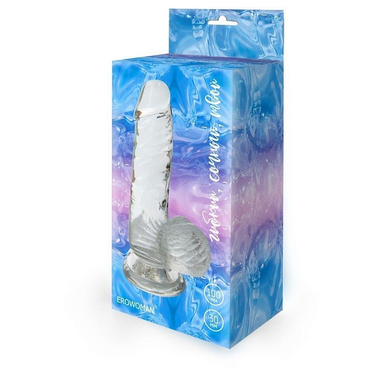 Прозрачный фаллоимитатор на присоске - 15 см.