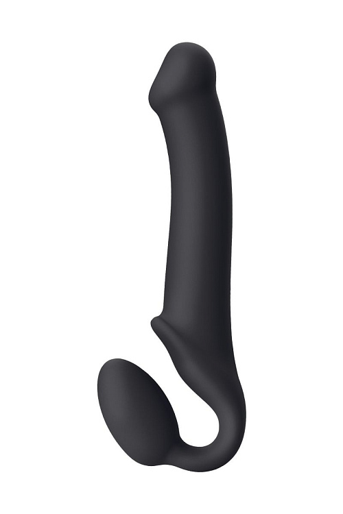 Черный безремневой страпон Silicone Bendable Strap-On L