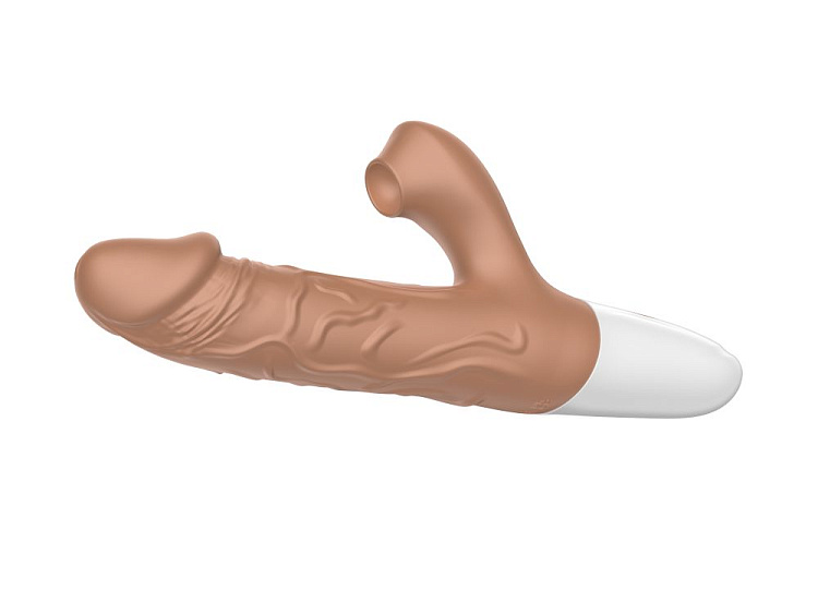 Телесный вибратор-кролик с функцией поступательных движений - 22,5 см.