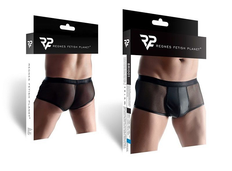 Трусы-шорты из сетки и эко-кожи