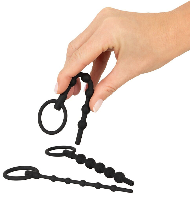 Набор из 3 черных силиконовых уретральных стимуляторов Training Set
