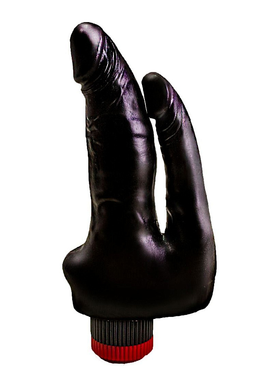 Двойной вибромассажёр чёрного цвета - 17 см.