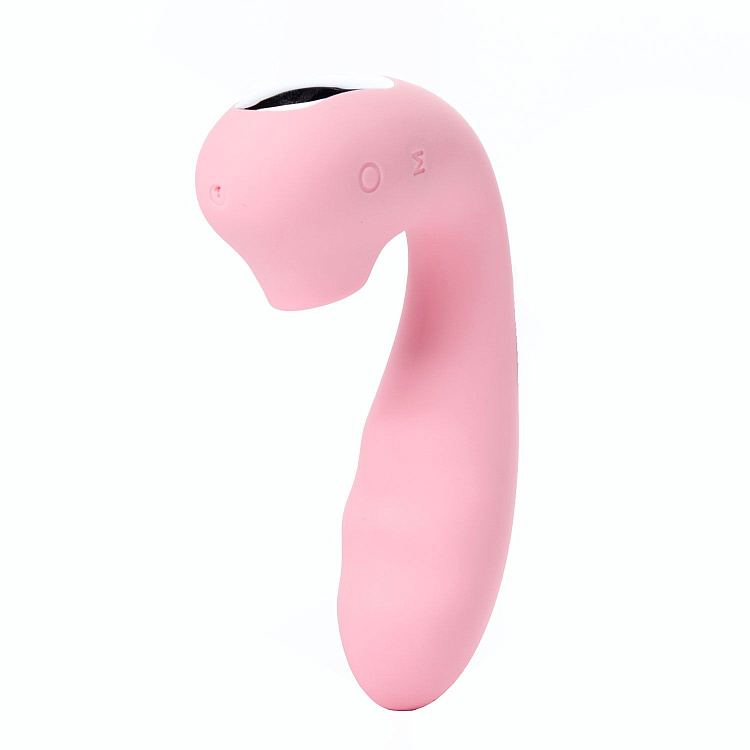 Розовый вибратор Tara с вакуумной стимуляцией и пультом ДУ