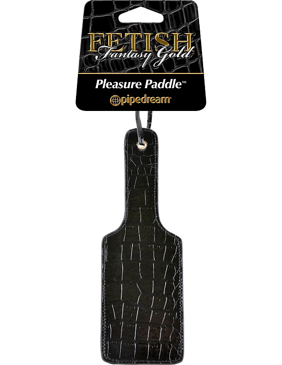 Чёрная с золотом шлепалка Gold Pleasure Paddle
