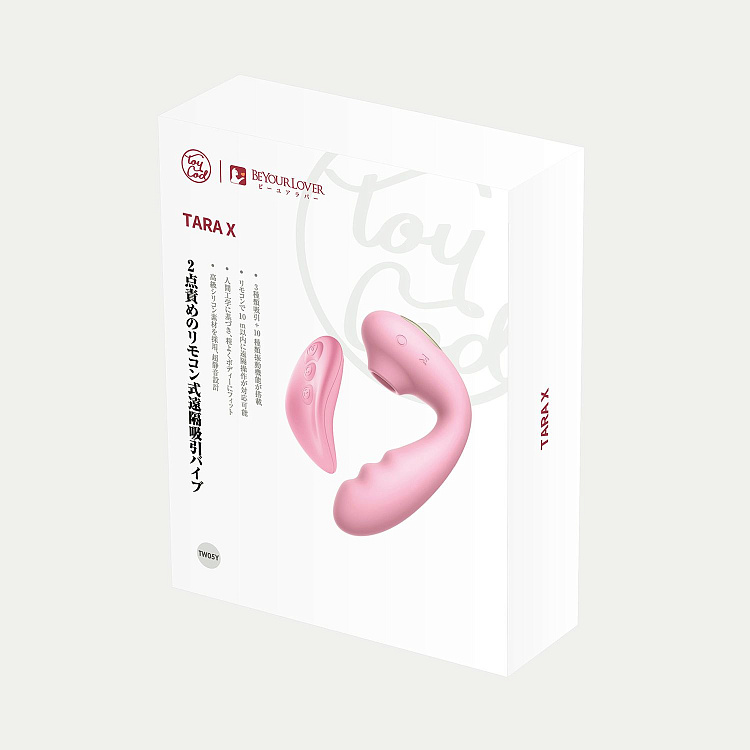 Розовый вибратор Tara с вакуумной стимуляцией и пультом ДУ