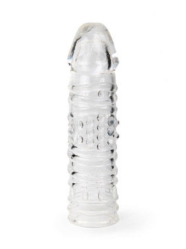 Прозрачная закрытая насадка на пенис - 17 см.
