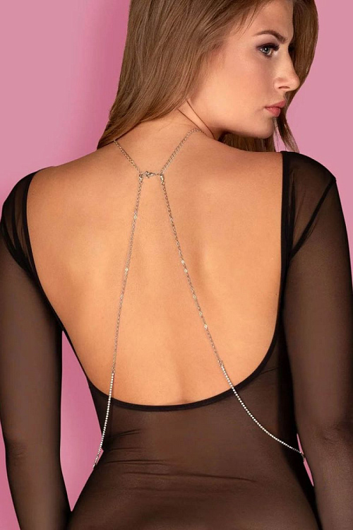 Серебристое украшение на тело со стразами