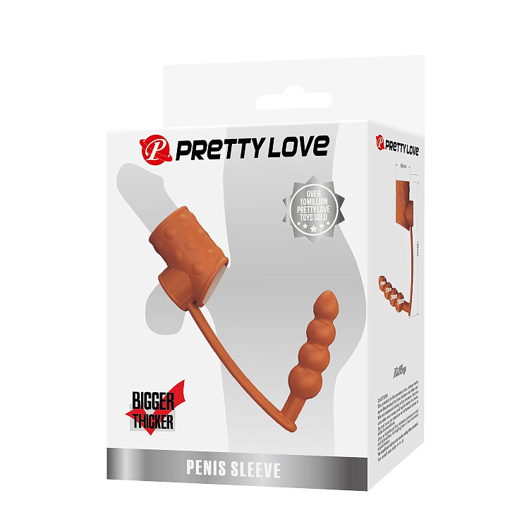 Телесная насадка на пенис и мошонку с анальным стимулятором Rilley