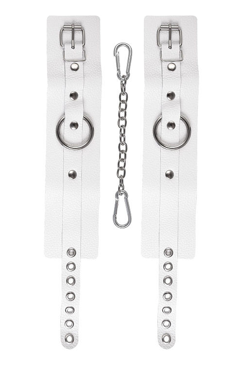Белые мягкие кожаные оковы с люверсами