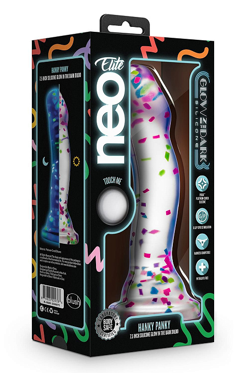 Прозрачный люминесцентный фаллоимитатор Hanky-Panky - 19 см.