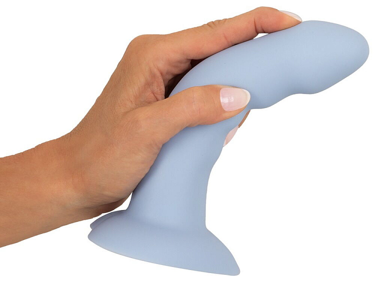 Голубой вибростимулятор на присоске Heart Guy - 17 см.