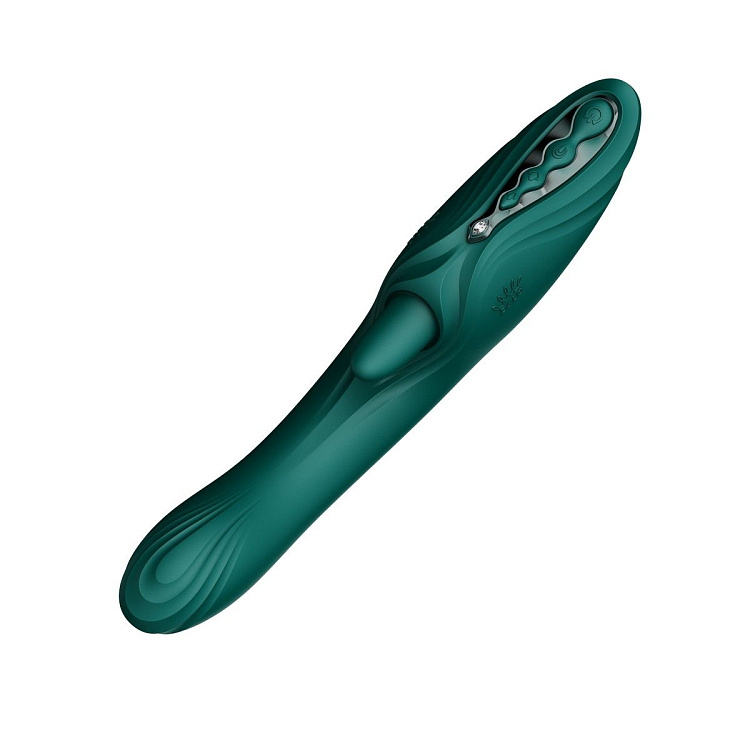 Зеленый вибростимулятор-кролик с функцией нагрева Ares - 24,6 см.