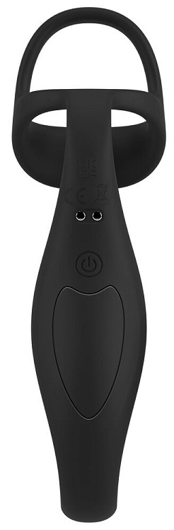 Черное эрекционное кольцо со стимуляцией промежности и анальной пробкой Cock Ring with RC Prostate Plug