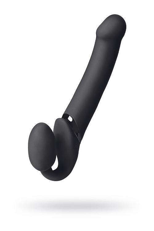 Черный безремневой вибрострапон Vibrating Bendable Strap-On L
