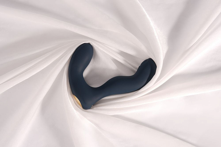 Темно-синий вибромассажер простаты с пульсацией Iker Neo